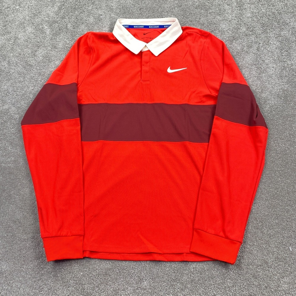 Nike Court Advantage Slam Long Sleeves Tennis Polo Shirt Men's Size S IB8141-696